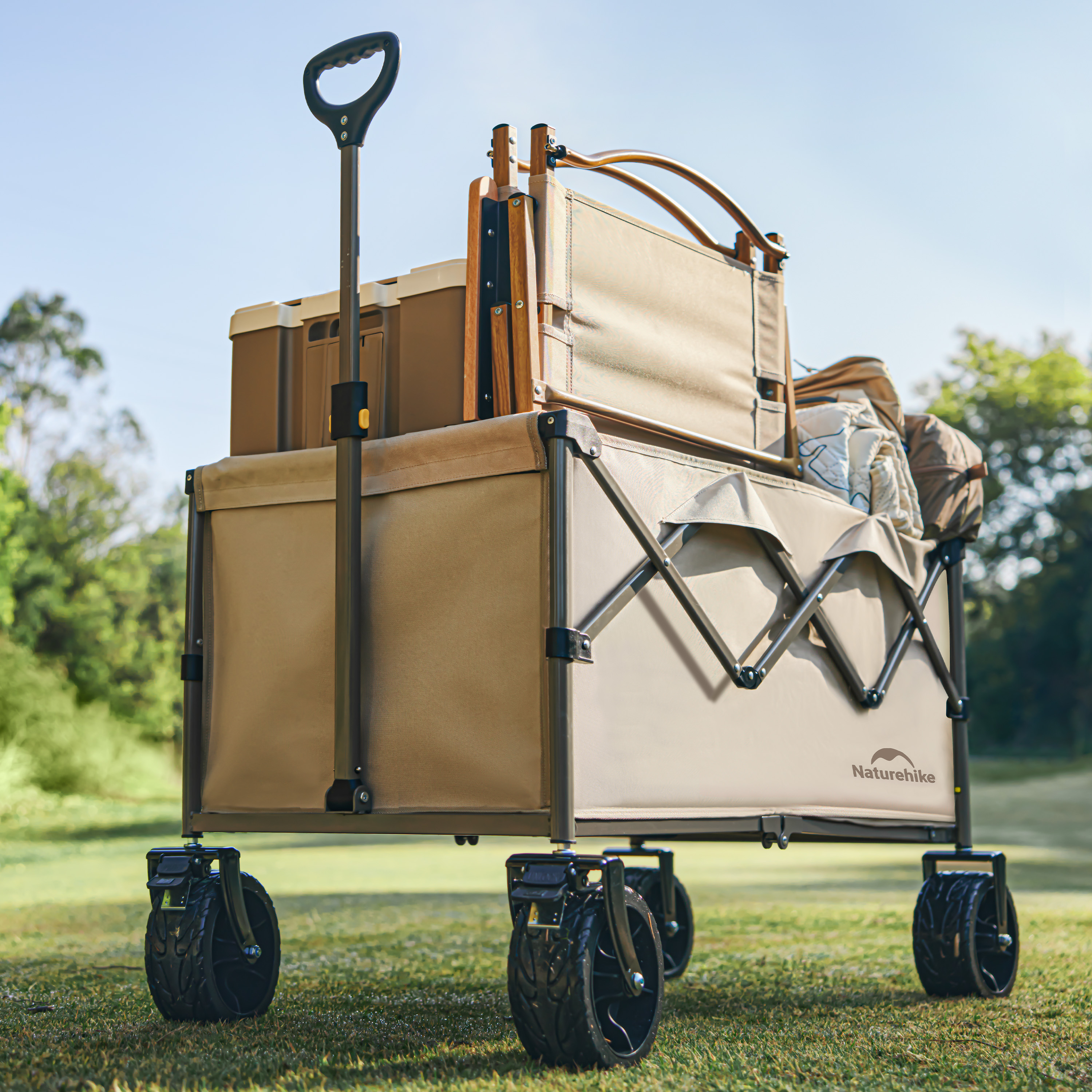 Naturehike veľkokapacitný skladací vozík Plus L 10 kg - krémový